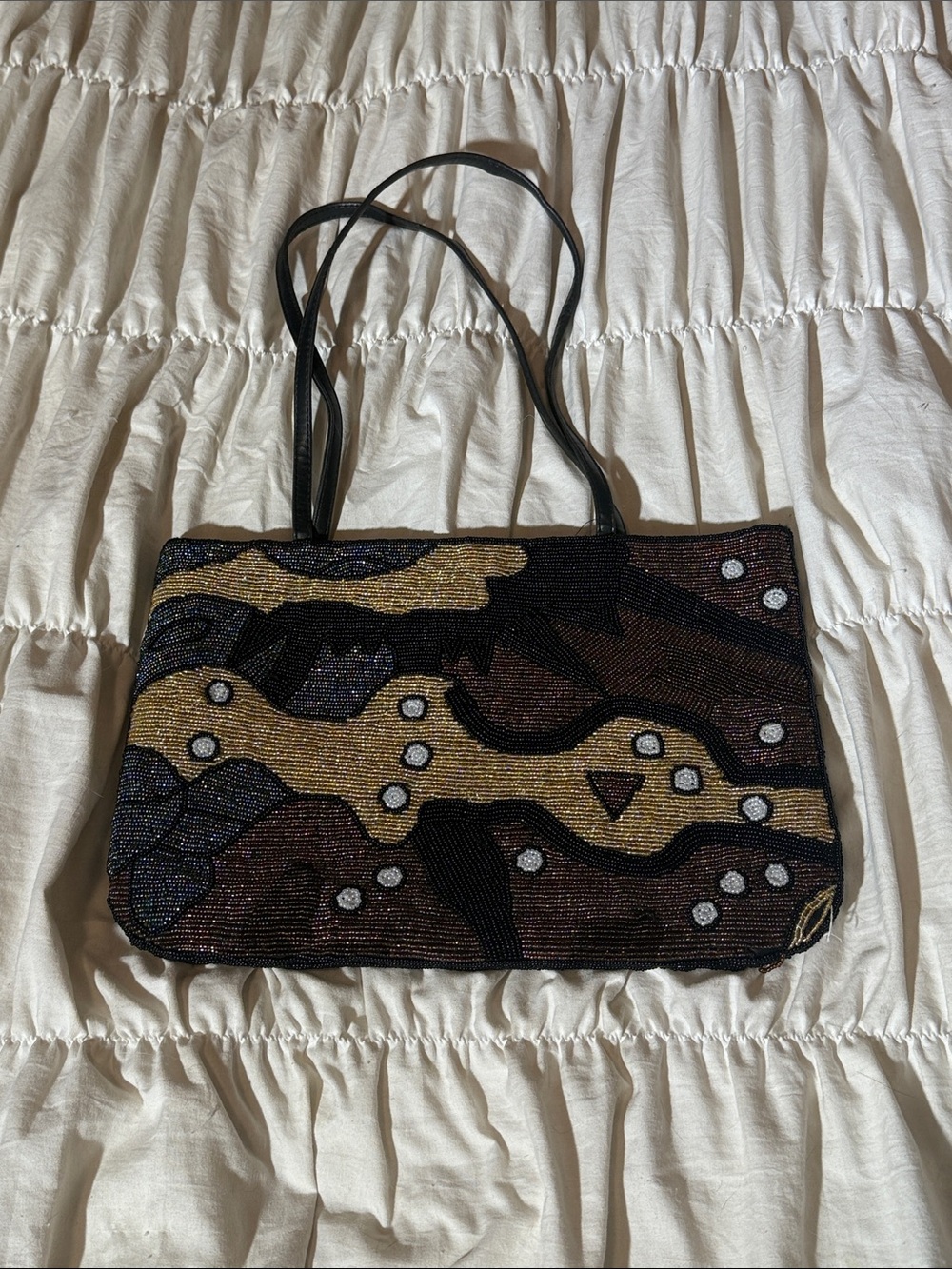 Beaded Abstract Pattern Shoulder Bag